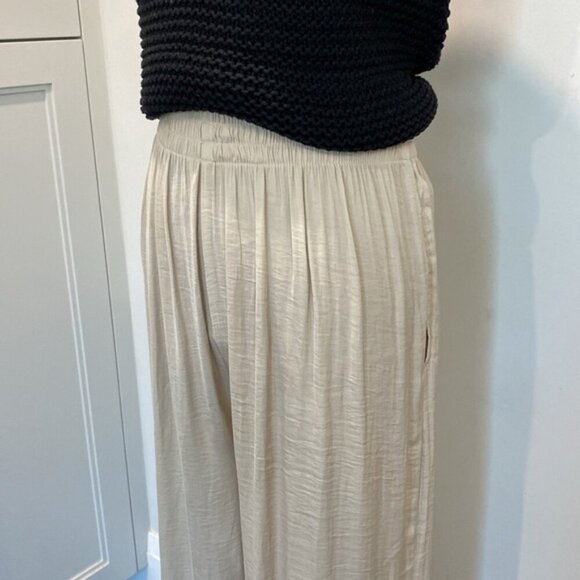 Zara Wide Leg Pants Flowy Palazzo Tan Pants Size Medium Large - Picture 8 of 13